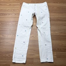 Lilly Pulitzer Pants Womens 2 White Worth Skinny Mini Fish Embroidered Stretch