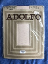 Vintage Adolfo Diamond Lace Pantyhose Size B Champagne Color New Old Stock