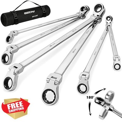 SEDY 6-Pc Flex-Head Ratchet Wrench Set Metric