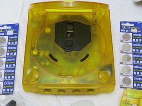 Clear Yellow Sega Dreamcast V1 Console Controller VMU Rayman 2 + Rumble Pak etc.