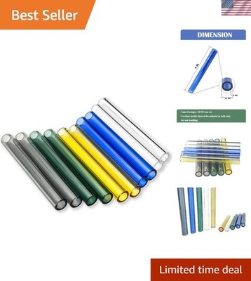 Durable 10-Piece Multi-Colored Glass Tubing - 4'' Borosilicate for All Purposes