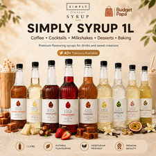 Simply Syrup 1L Coffee Cocktail Milkshake Baking Dessert Drink Flavouring Ranges
