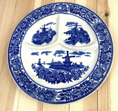 Vintage Albert Pick Co. McNicol Divided Blue & White Plate 