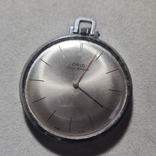 Vintage metal Oris swiss made pocket Watch working 