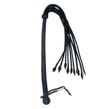 Heavy Duty 9-Tail Flogger Genuine Black Cowhide Leather