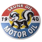 Vintage Skunk Motor Oil Sign - Service Station Gas Pump Plate Porcelain Sign