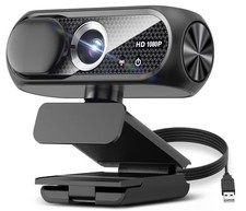HD 1080P USB 2.0 Webcam Black with Built-in Microphone High Definition