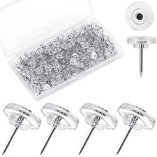 300Pcs Clear Push Pins  Flat Thumb Tacks for Bulletin Board  Plastic 300-clear