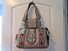 SOUTHWEST CROSS PEWTER BLING- HANDBAG WRISTLET WALLET SET - CONCEAL CARRY 2