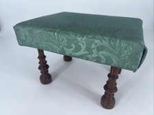 Vintage grün Fußhocker Bank Klöppel gedrechseltes Holzbein 11x9x7" Mid Century Modern
