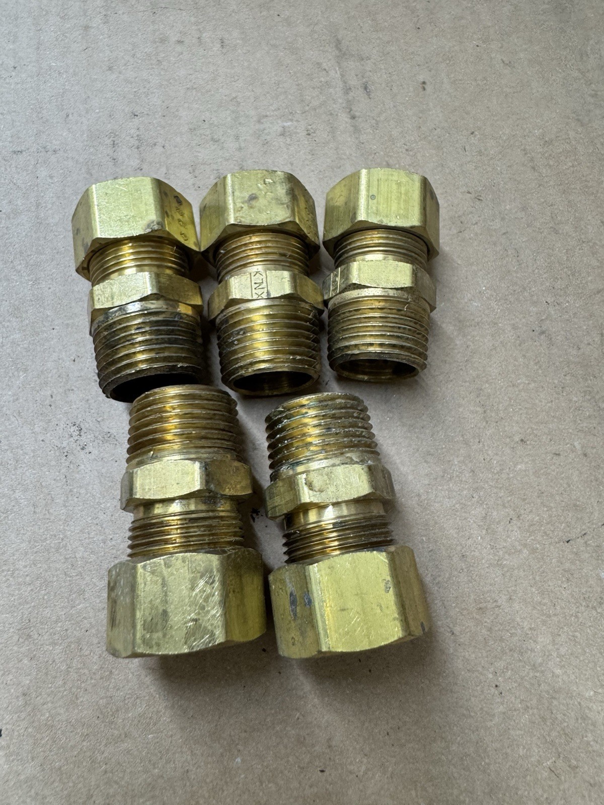 Lot Of 4, 5/8 OD Compression X 1/2 IPS Male Brass Adapter Fit 1/2 Copper Pipe