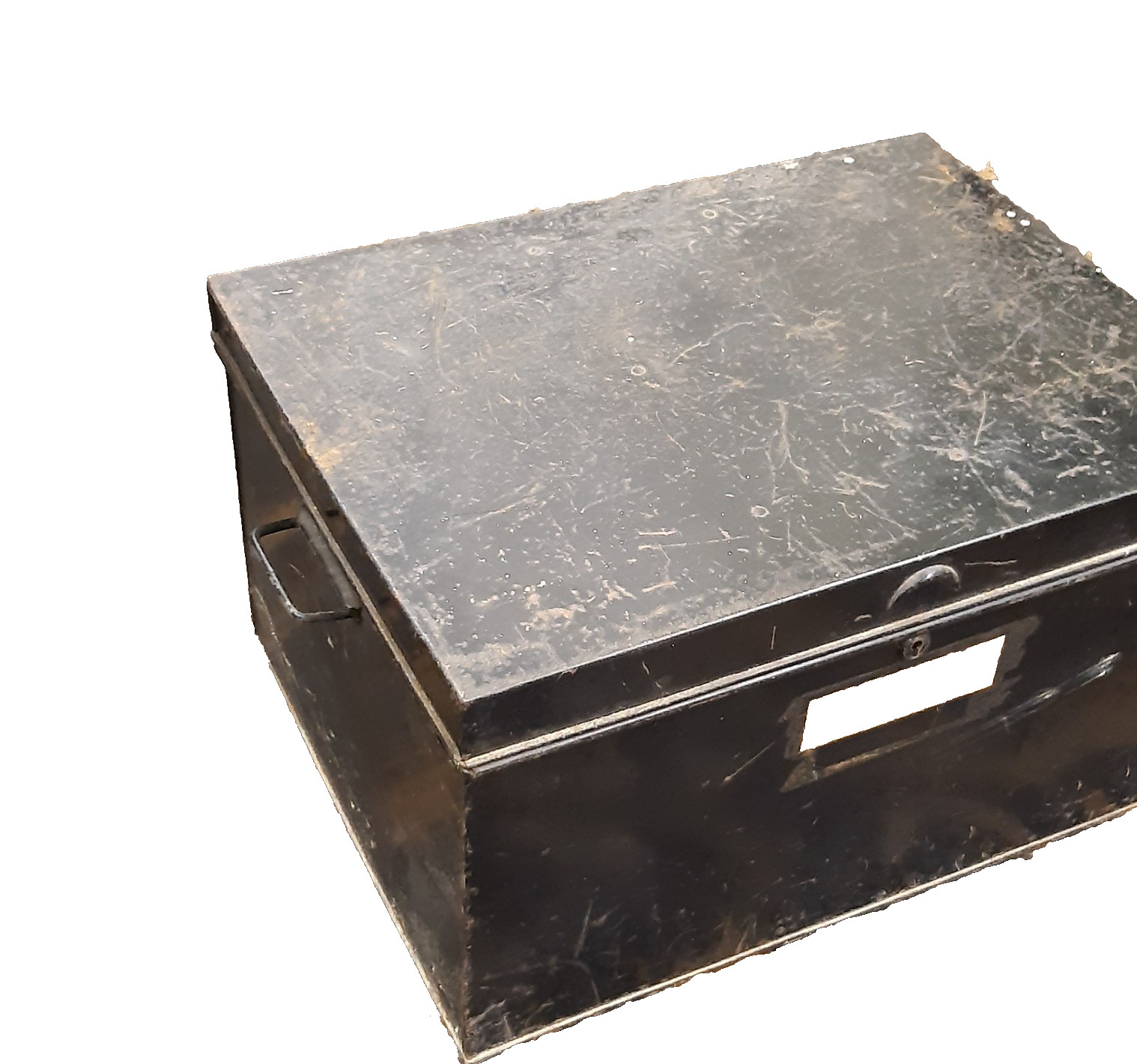 Vintage Veteran Series Metal Deed Box Black Tin Lockable Document Memory Trunk image 2