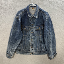 Vintage Lee Jacket Adult Large Blue Denim Acid Wash Workwear Made In USA 80s 90s