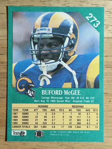 1991 Fleer #273 Buford McGee - Picture 2 of 2