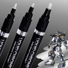 3PK Liquid Chrome Markers Permanent Mirror Pens for Plastic Metal Model Painting