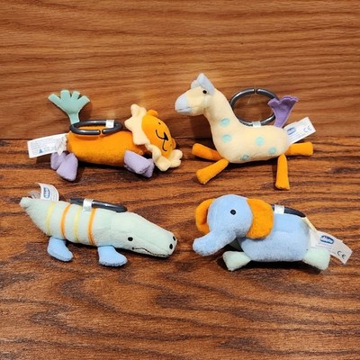 Chicco Baby Hanging Zoo Animal Plush Toy Lot Playard Play Gym Mobile Stroller