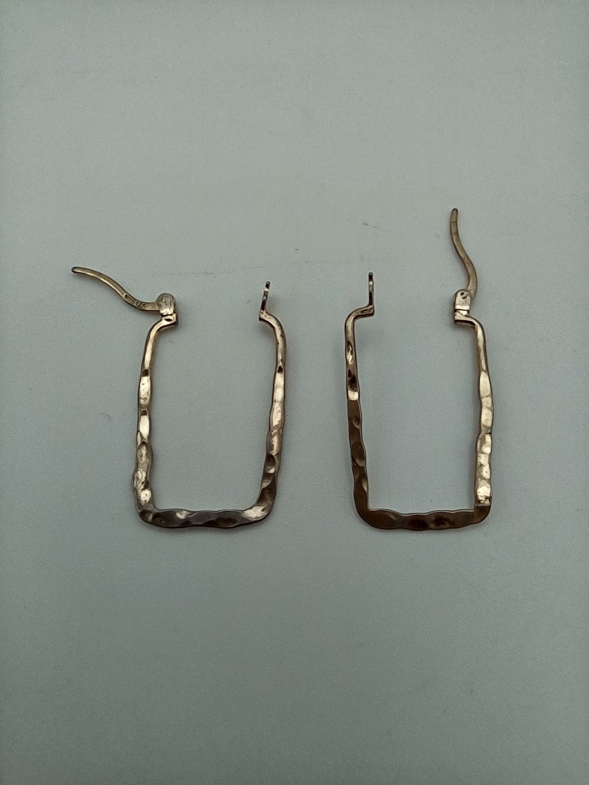 IBB Sterling Silver Hammered Rectangular Hoop Ear… - image 6