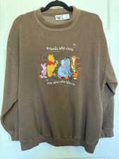 Vintage Disney Winnie The Pooh Brown Crewneck Sweatshirt Size Large