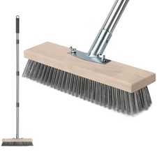LSC Wire Broom Heavy Duty Outdoor Brush Stiff Bristles Garden Patio 12 Brown