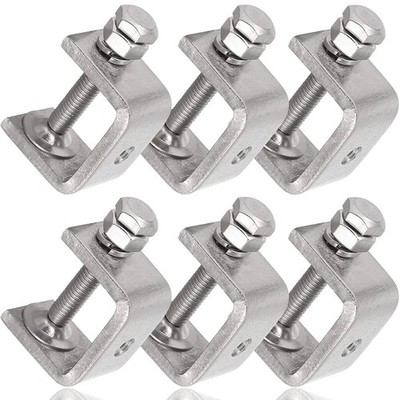 Saihisday 1 25mm C-Clamps, 6PCS Stainless Steel Beam Clamp with M8 Stainless Steel Screw Ring, I-Beam Design U-clamps Universal Desk Clamp for Metal
