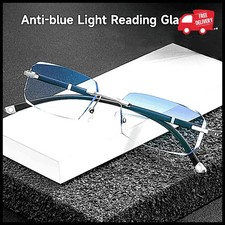 Rimless Blue Light Blocking Reading Glasses for Men Women Diamond Cut Lightweigh