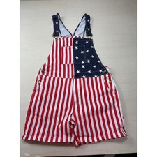 American Flag Patriotic Overall Shorts Stars Stripes Red White Blue Bibs unisex