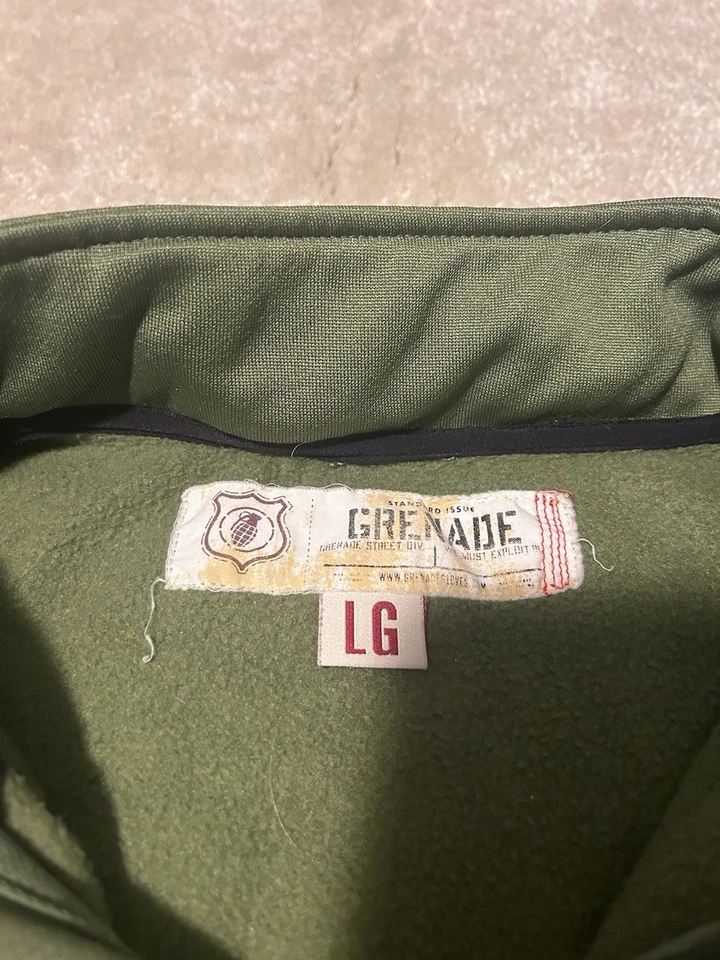 Sudadera Grenade Cremallera Completa Para Hombre Grande Verde Estampado Gráfico Ejército Guerra Foto 3 de 4