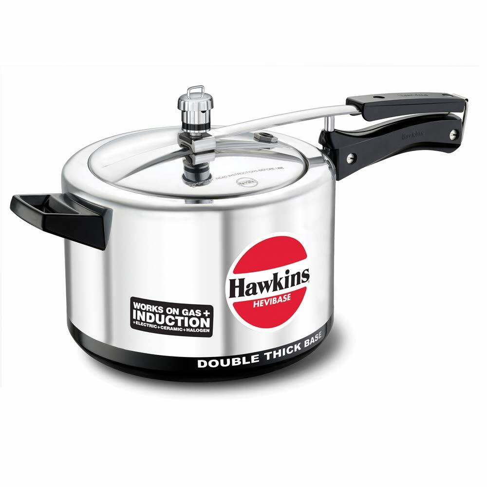 Hawkins Hevibase Induction Compatible Pressure Cooker, 5 Litre, Silver
