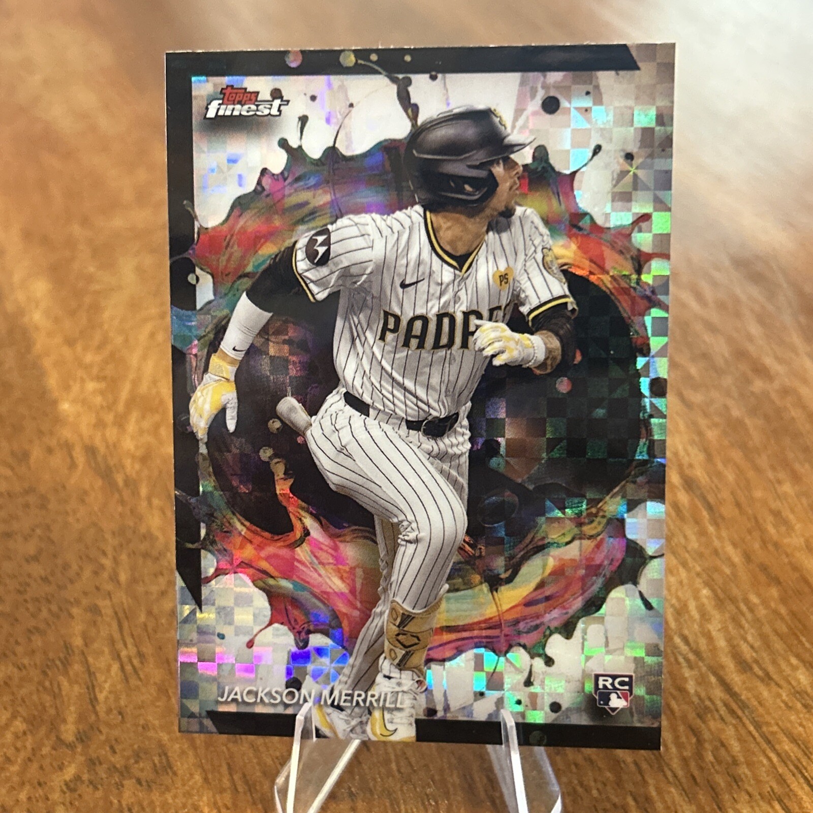 2024 Topps Finest Jackson Merrill Rare Checkerboard Refractor RC SP #216 Padres