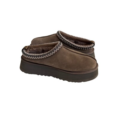 UGG WOMEN TAZZ HICKORY SHEARLING SUEDE PLATFORM SHOES US 9 / EU 40