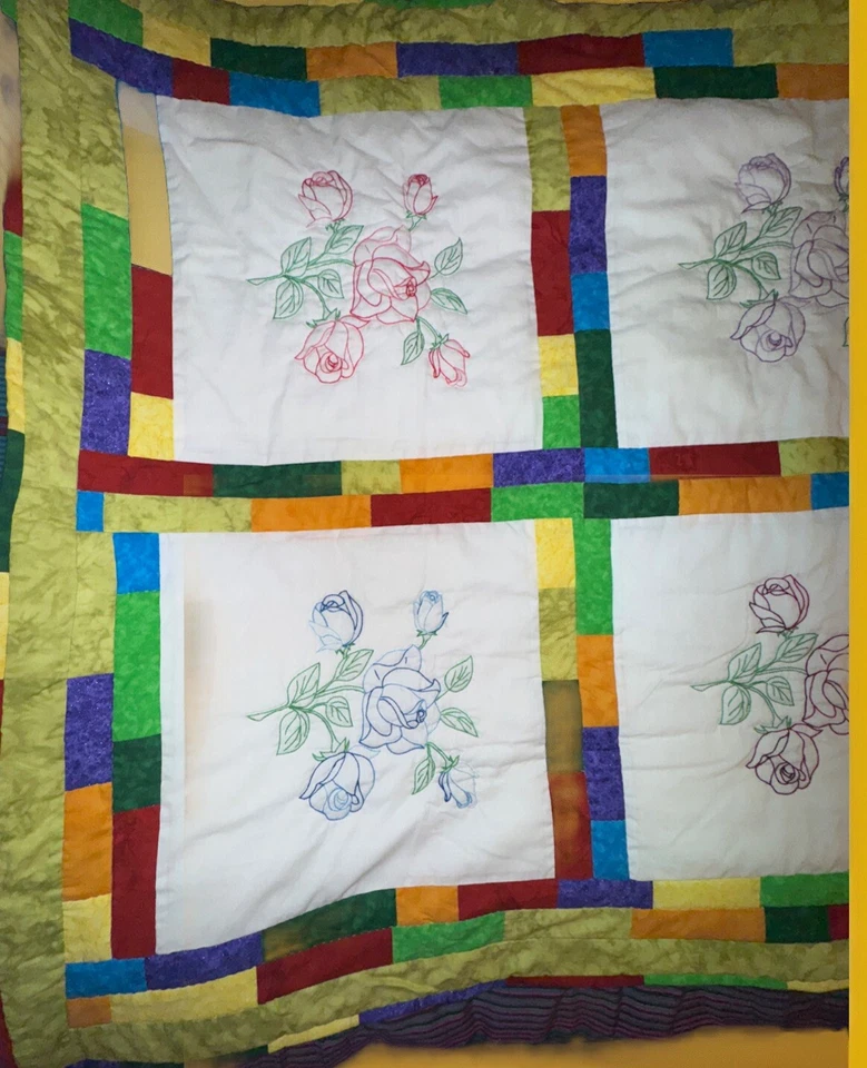 "Manta cuadrada retro abuela edredón bebé hecho a mano 70x50"" estilo vintage nueva" Foto 2 de 4