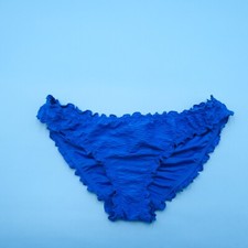 Victorias Secret Small Blue Ribbed Ruffle Cheeky Bikini Bottom Swimwear Beach VS