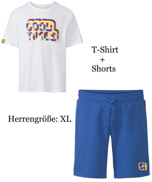 LIVERGY LIDL T-Shirt GOOD TIMES blanco + shorts azul XL set nuevo 50 años barato