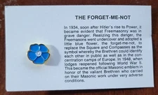 FORGET ME KNOT MASONIC MASON LODGE LAPEL PIN 1/2 inch with small card