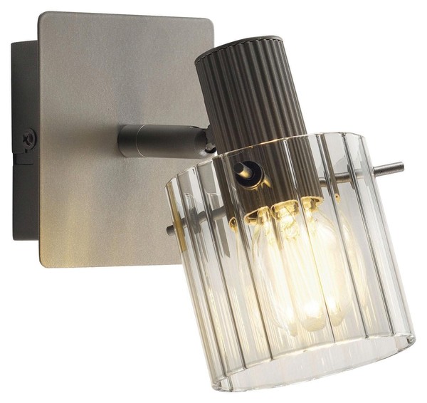 Casa Nova Ronja Wandleuchte Wandlampe 1-Flammig Grau Metall Rauchglas B 12 Cm-image