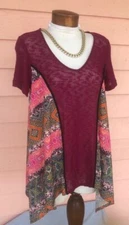 POEME BY CITRON A-Line Sharkbite Blouse Sz L Gorgeous Cool Relaxed Fit Lovely