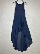 Forever New Dress Womens 8 Navy Blue Viscose Blend Ruffle Faux Wrap Skirt Midi