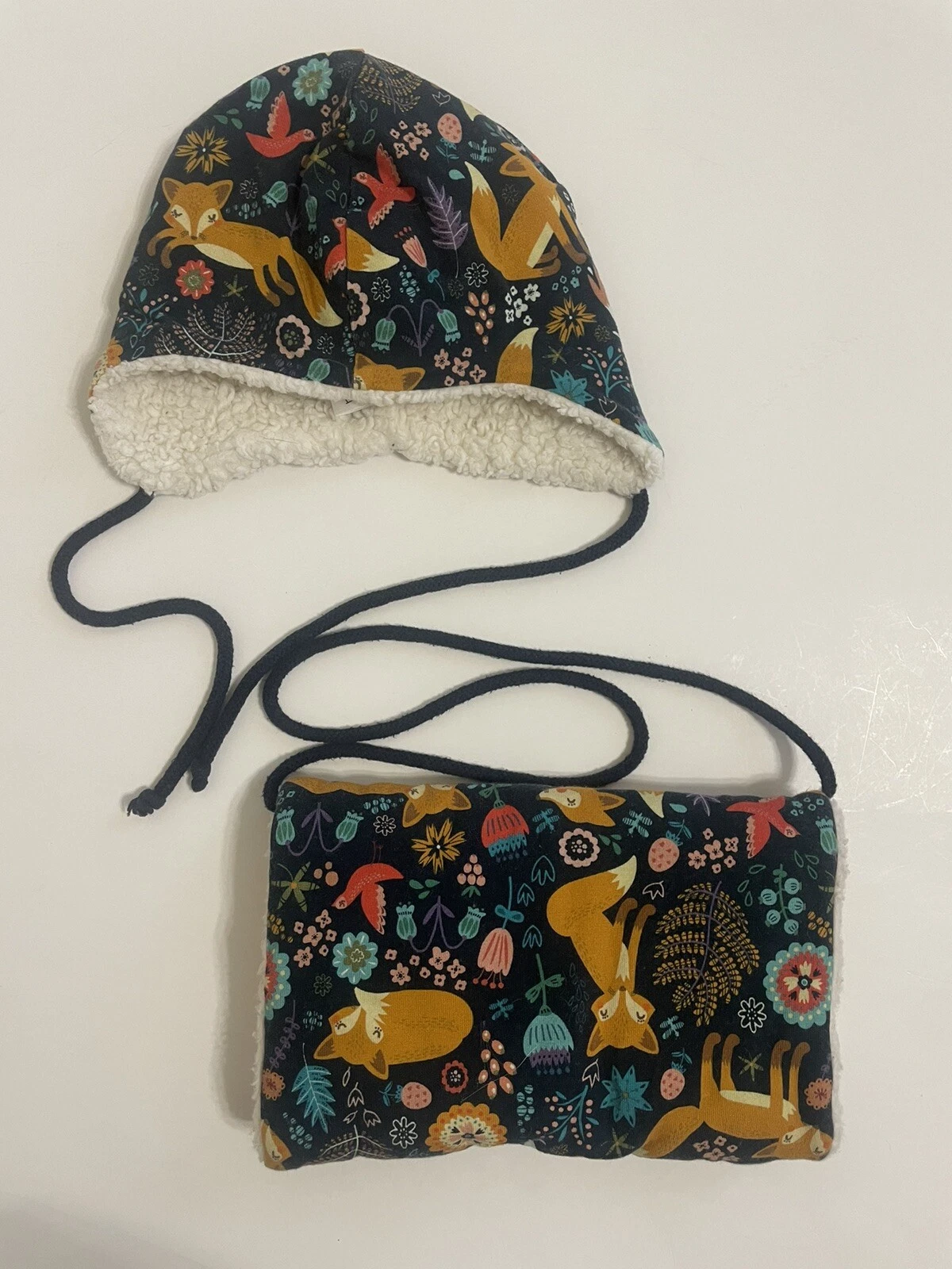 Fox Flower folk Winter Beanie and Muff set Baby size 6/12 Months made in Germany