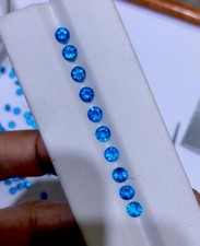 3.15cts 4mm Round 10 Pieces Set Natural Neon Blue Apatite Loose Gemstone