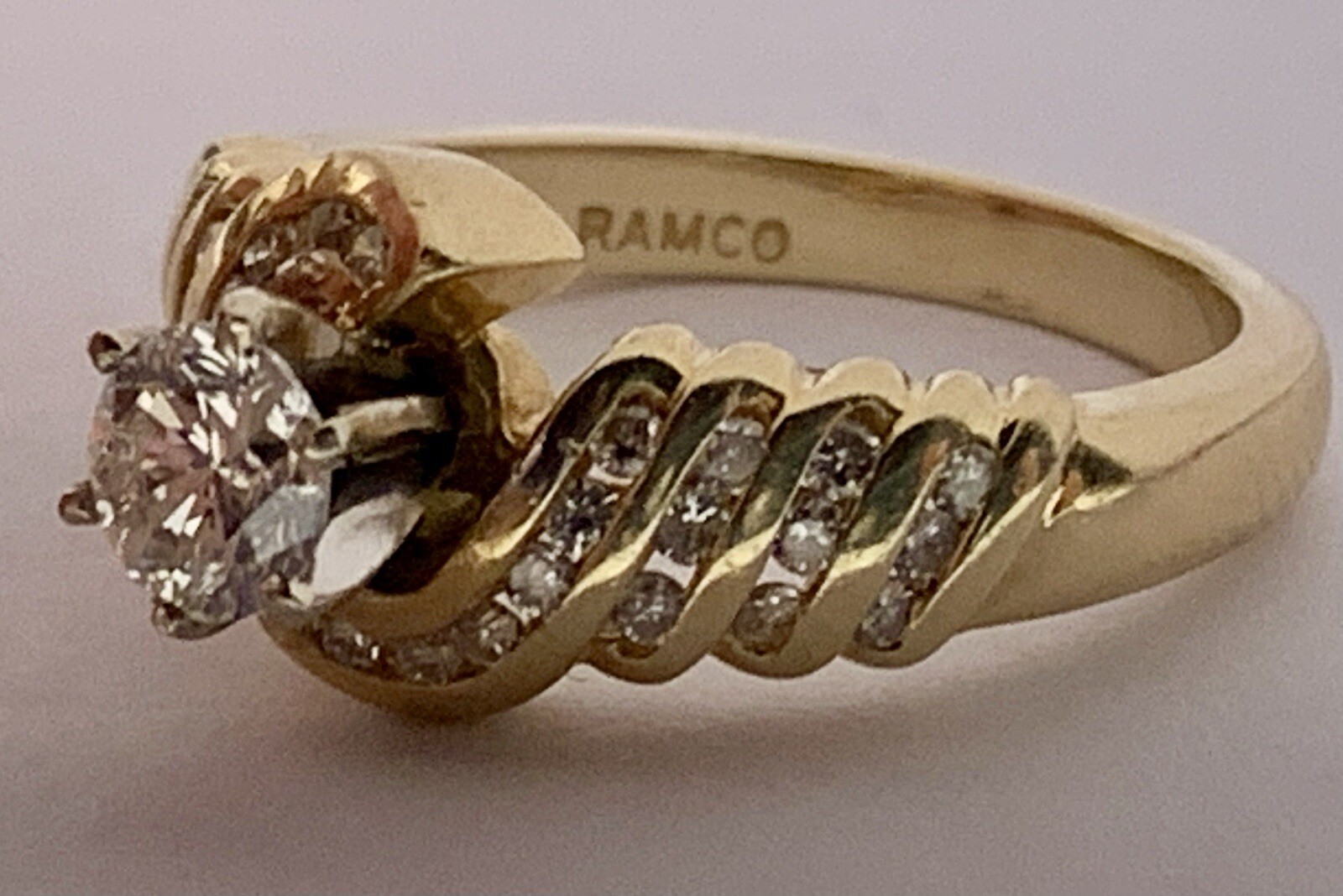 Solitaire 14k Solid Yellow Gold Diamond Ring. Est… - image 3