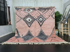 MADE TO ORDER - ARTISTIC BENIOUARAIN RUG - Moroccan Handwoven Rug- Pink Wool Rug
