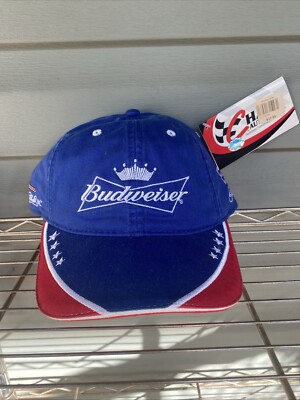 Vintage Chase Auth Dale Jr #8 Budweiser Adjustable Hat Cap Red White and Blue