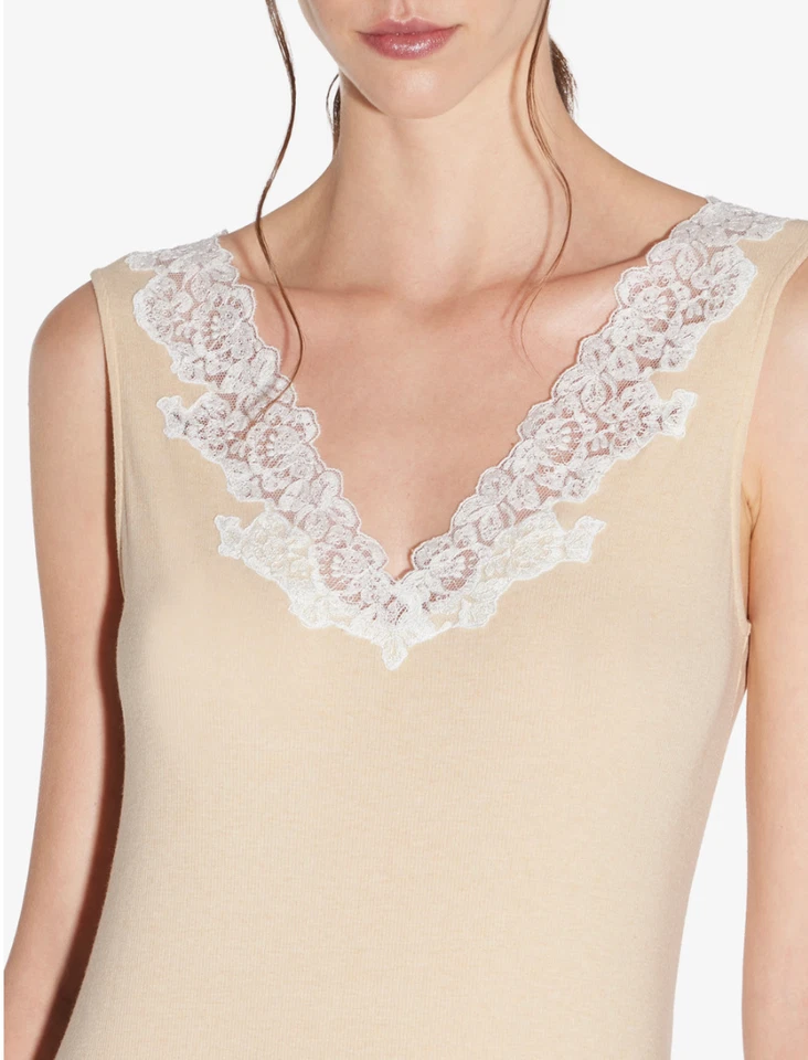 Camisón largo acanalado LA PERLA NUEVO CON ETIQUETAS mezcla de cachemir en halo con frastaglio, talla S Foto 4 de 4