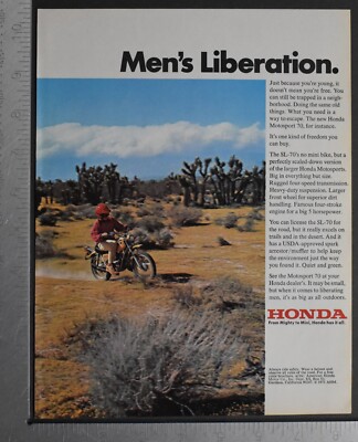1971 Print Ad Honda Motorcycle Mighty Mini Men's Liberation Trail Art Boy Ride