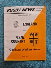 🏉 NSW COUNTRY v ENGLAND 20th May 1975 🏉 RUGBY PROGRAMME GOULBURN AUSTRALIA