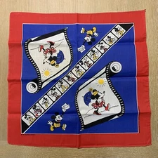 Walt Disney Mickey and Minnie Mouse Vintage Red Blue Handkerchief Scarf Bandana