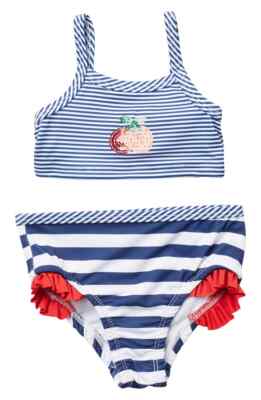 New PENELOPE MACK Striped & Ruffled Bikini Set, 24 Months, Baby Girl's Swimwear