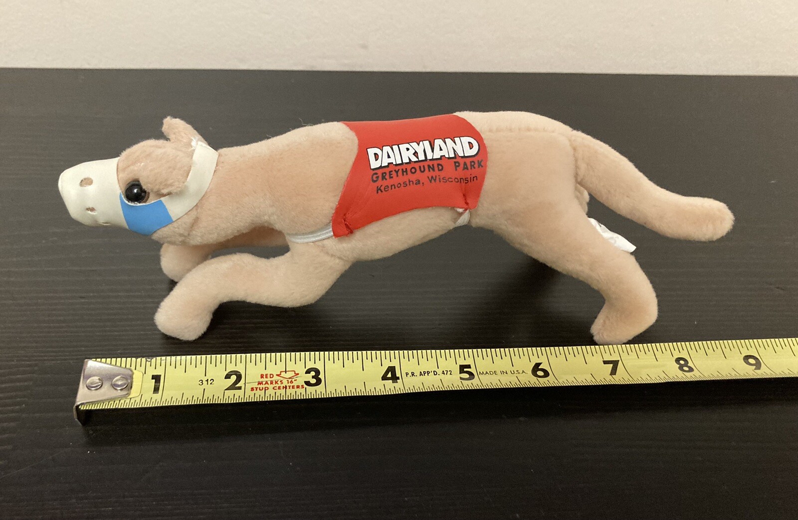 Dairyland Greyhound Racing Souvenir Plush Dog Vintage Stuffed Animal