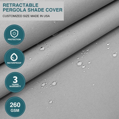 Waterproof Retractable Pergola Canopy Awning w/Steel Wire Patio Outdoor Yard - Picture 32 of 39