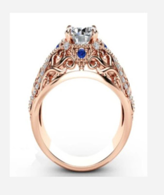 LIGHT ROSE GOLD RHINESTONE COCKTAIL RING SIZE 5 6 7 8 9 10
